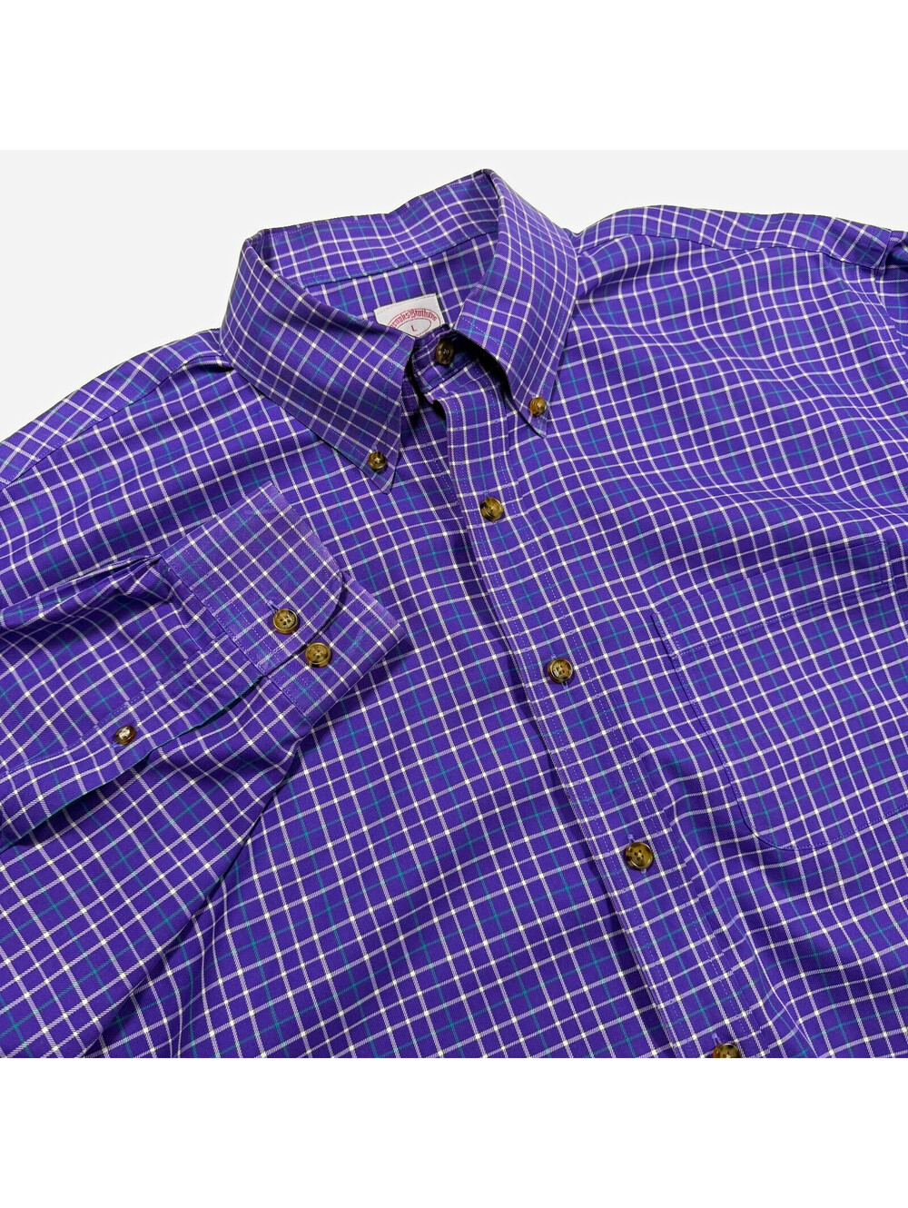 Brooks Brothers Men’s Regular Fit Non-Iron Cotton Button Up L/S Check Shirt L